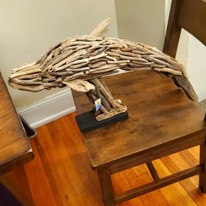 NWT- Dolphin Wood Stick Statue, Phillipines